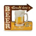 Bey Berk International Bey-Berk International WD502 Beer Served Here LED Lighted Metal Sign - Red; Yellow & Brown WD502